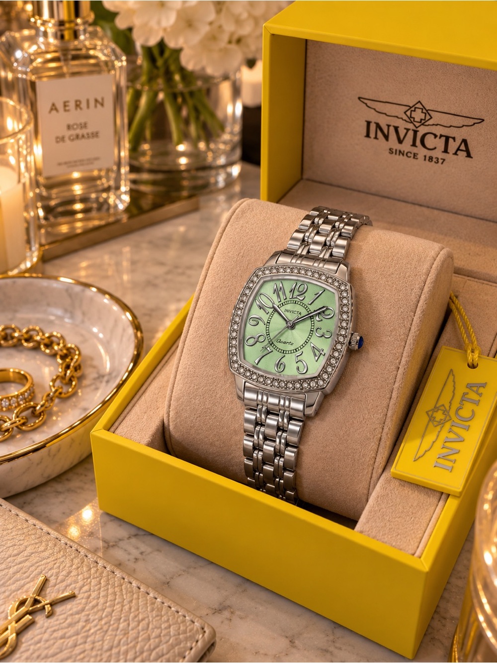 Invicta Wildflower 69362 Mint Green Crystal 31mm Watch NWT